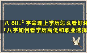 八 🌲 字命理上学历怎么看好坏「八字如何看学历高低和职业选择」